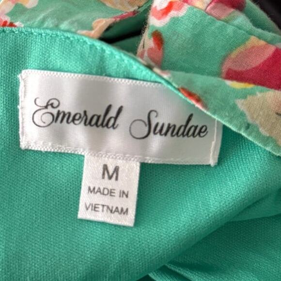 100% Cotton Fit Flare Floral Sleeveless Tie Back Mini Dress Preppy Cottagecore M - Picture 3 of 7